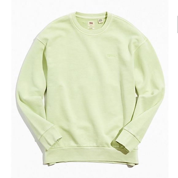 Levi's Tops - Levi's Garment Dye Crew Neck Sweatshirt Cotton lime green Relaxed size S NWT